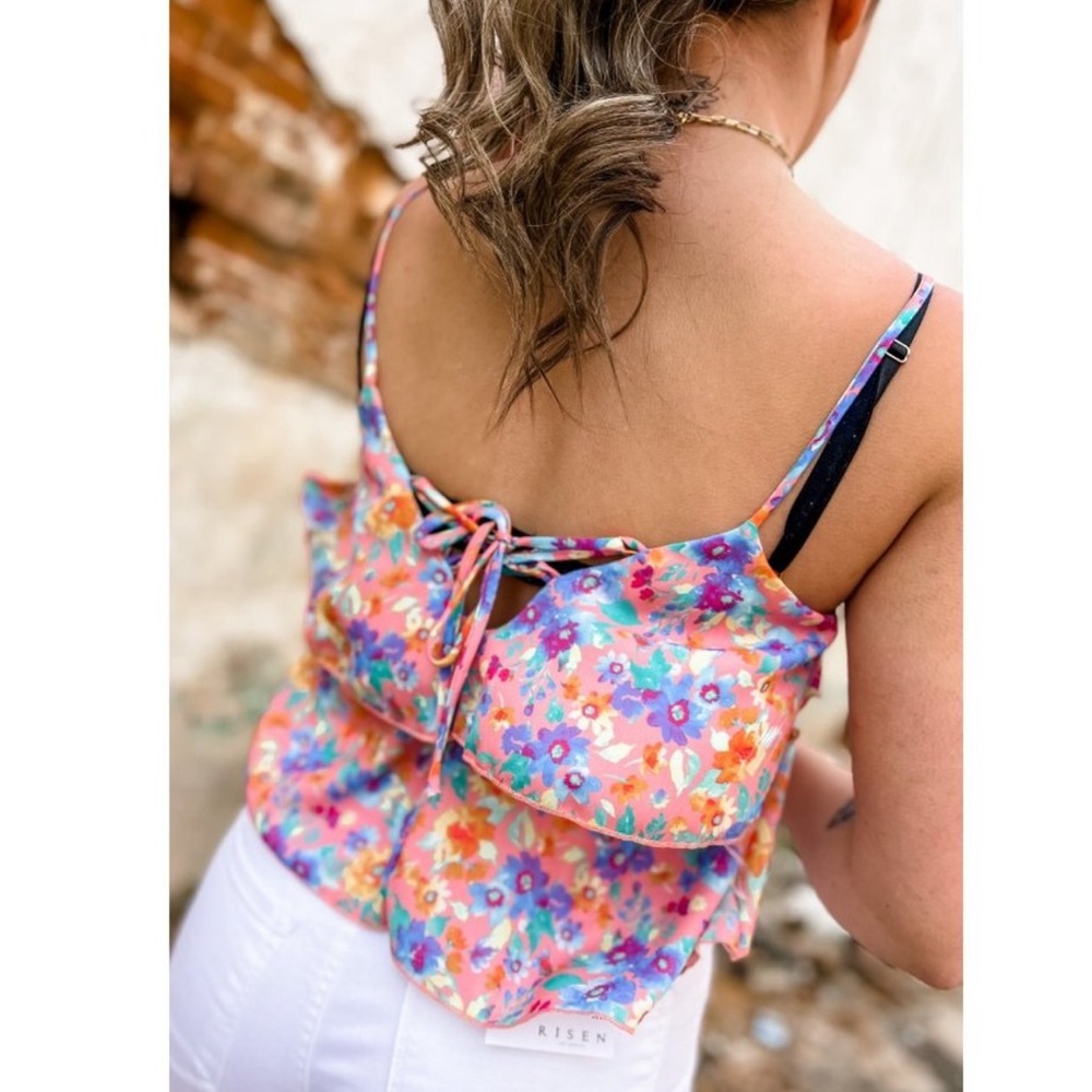 NWT summer dreamscapes patterned top {peach} - large - Picture 3 of 10